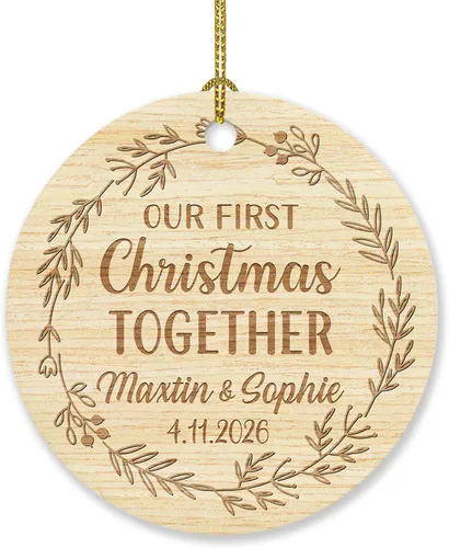 Miniatura 11 de Adorno de decoración de pareja juntos Navidad 2025, Adorno personalizado de nuestra primera Navidad juntos, regalo para citas, aniversario, pareja