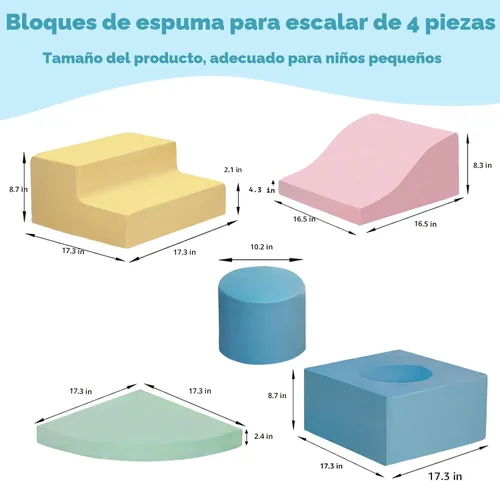 Miniatura 2 de MIND&ACTION 5 piezas de juguetes de escalada para niños pequeños en interiores, bloques de escalada de espuma para niños pequeños de 1 a 3 años