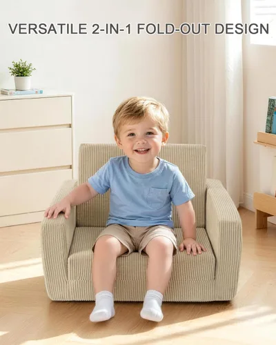 Miniatura 5 de Silla para bebés y niños, sofás blandos para bebés de 2 en 1 que se despliegan, sillas para bebés cómodas de 1 a 3 años, sofá convertible a sofá