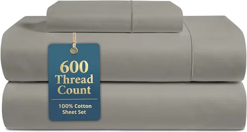 Miniatura 30 de LANE LINEN Juego de sábanas tamaño King – Sábanas de 600 hilos 100% algodón de fibra larga, naturalmente frescas y duraderas para el uso diario, 01