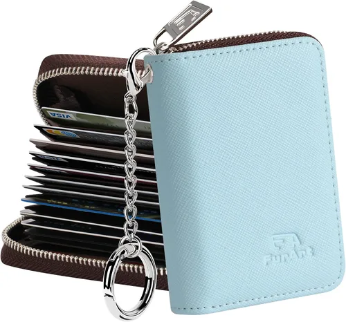 FurArt Cartera con Cremallera para Mujeres, Cartera con Bloqueo RFID para Tarjetas de Crédito, Portador de Tarjetas de Presentación, Cartera Llavero