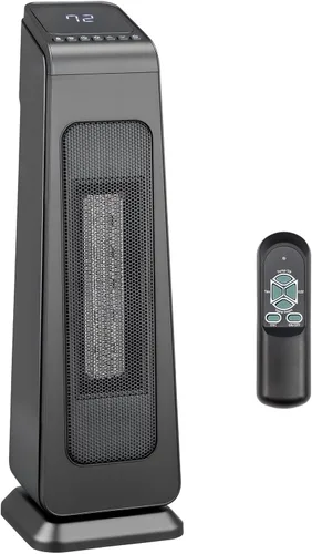 Miniatura 7 de Bonnlo Calentador de torre de 17 pulgadas de alto con control remoto, calentador de espacio portátil de 1500 W con oscilación de 70°, temporizador