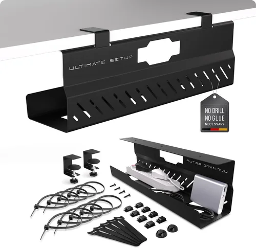 Bandeja de organización de cables para debajo del escritorio, sin taladro, organización de cables, organizador de cables, gran capacidad de carga,
