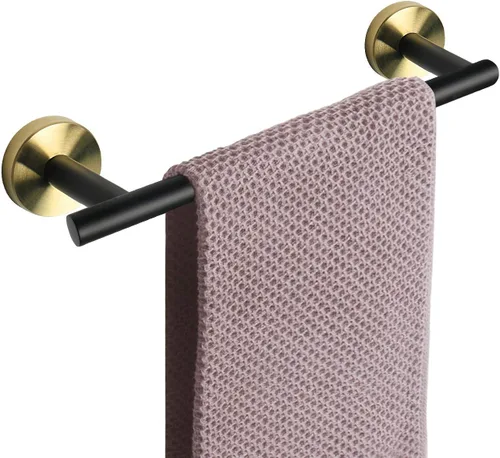 NearMoon - Barra para toallas de baño, soporte de toalla de ducha de acero inoxidable grueso para baño, montado en la pared, longitud total de 12