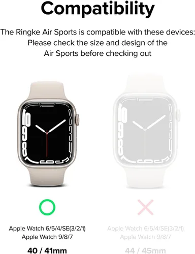 Miniatura 2 de Ringke Air Sports - Funda para Apple Watch Series 9, 8, 7 (1.614 in), SE 3, 2, 1 (1.575 in), [recortes a medida] Funda de poliuretano termoplástico