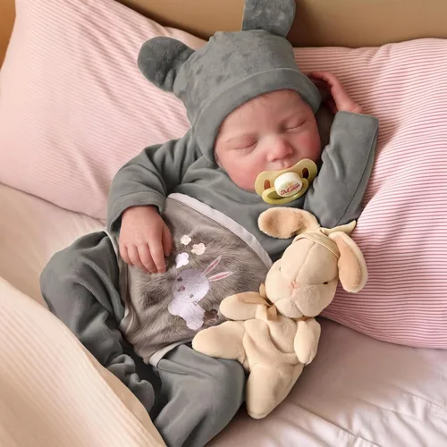 Miniatura 9 de JIZHI Reborn Baby Dolls Boy - Muñeca de bebé recién nacida realista de 20 pulgadas con cuerpo posable, muñecas de bebé de la vida real con gris