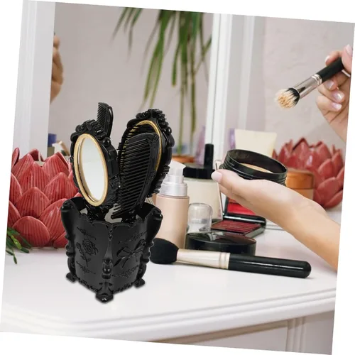 Miniatura 2 de WOONEKY Juego de cepillo de pelo negro vintage de 5 piezas con soporte de almacenamiento de peine