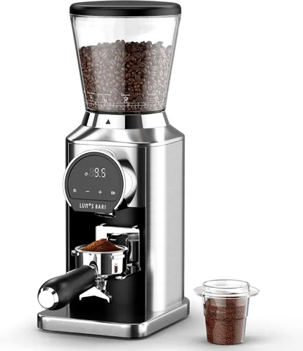 Molinillo de café cónico con rebabas de acero inoxidable de 1.575 pulgadas, 34 ajustes de molienda y antiestático, molinillo eléctrico para expreso
