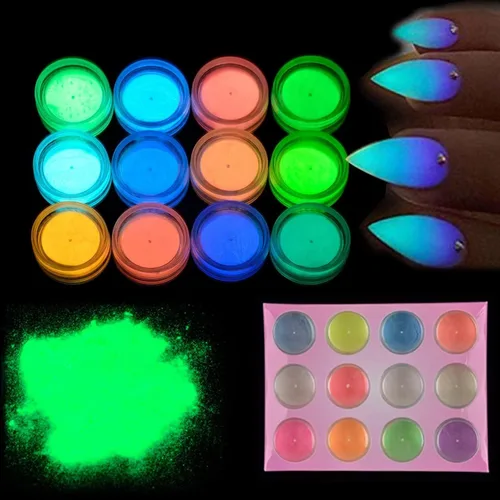 Miniatura 2 de Pigmento de fluorescencia nocturna ultrafino brillo brillo polvo de uñas polvo brilla en la oscuridad polvo luminoso decoración punta belleza