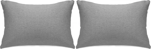 Miniatura 5 de Funda de almohada lumbar de lino gris oscuro de 19 x 11 pulgadas
