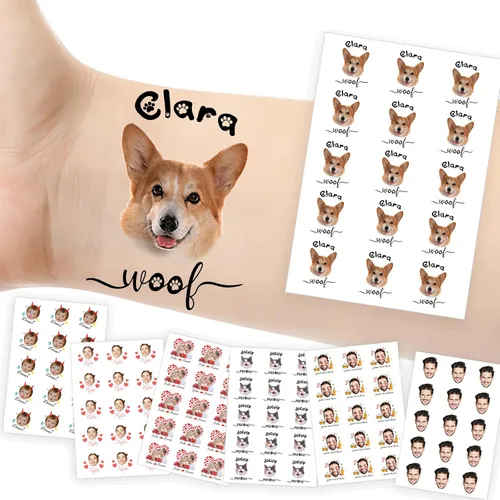 Miniatura 32 de Tatuajes temporales personalizados con foto y nombre, logotipo personalizado para adultos, niños, mujeres, hombres, regalo de boda, cumpleaños