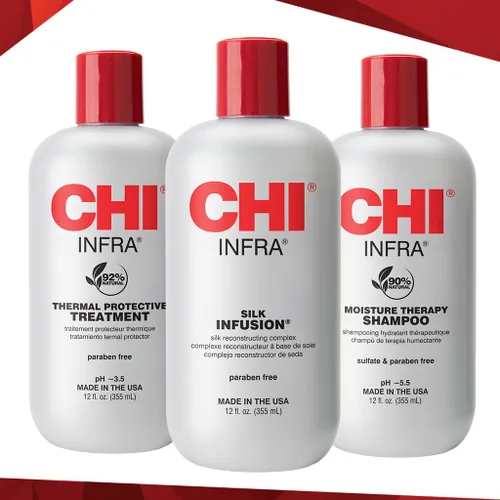 Miniatura 4 de CHI Kit de trío con champú CHI Infra, tratamiento CHI Infra e infusión de seda CHI
