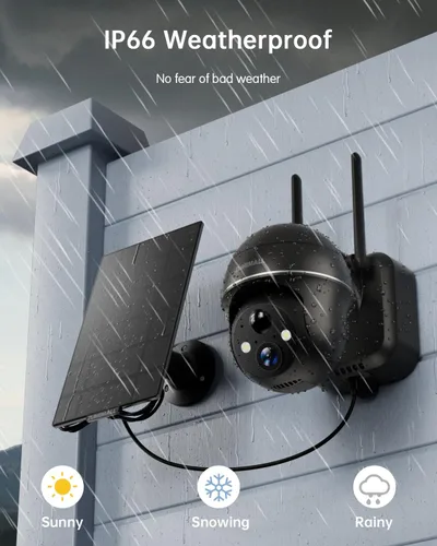 Miniatura 7 de Cámaras de seguridad ZUMIMALL inalámbricas para exteriores - 2 paquetes, cámara inalámbrica para exteriores con vista de 360°, alimentación solar