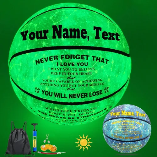 Miniatura 15 de Balón de baloncesto personalizado, que brilla en la oscuridad, regalo de baloncesto personalizado tamaño 7 (29.5"), tamaño 6 (28.5"), tamaño 5 Azul