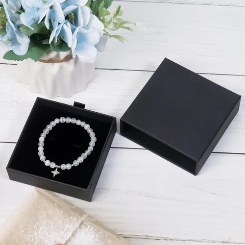 Miniatura 3 de Nwvuop Paquete de 2 cajas de regalo de joyería para pulseras, collares, cajas de regalo pequeñas de 9 × 9 × 1.2 in para cajas de regalo de joyería
