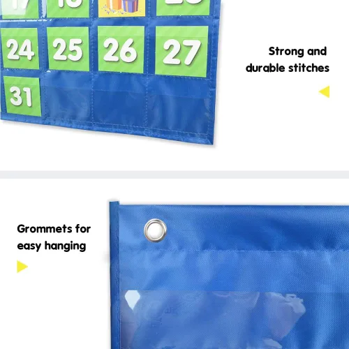 Miniatura 5 de Eamay - Calendario mensual de bolsillo para niños, con 71 tarjetas de aprendizaje para el hogar, color azul