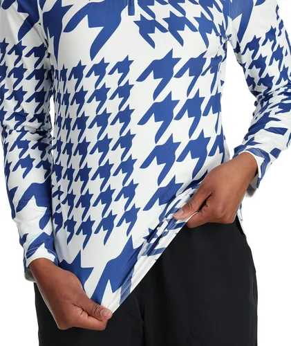 Miniatura 5 de Spyder Cuello en T con media cremallera de pata de gallo para mujer, Azul (Electric Blue)