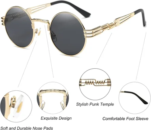 Miniatura 4 de Dollger Gafas de sol redondas Steampunk con marco de metal