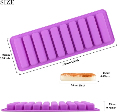 Miniatura 2 de Funshowcase Barra rectangular oblonga de chocolate para galletas, bloque de palo, cubo de hielo, bandeja de gelatina, molde de silicona para dulces