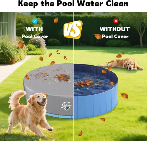 Miniatura 3 de SAFANA Cubierta de piscina para perros de 48 pulgadas [grosor 420D mejorado] Cubierta redonda plegable de 48 pulgadas para piscina para perros