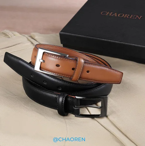 Miniatura 2 de CHAOREN Cinturón de vestir para hombre, 2 unidades, cinturón de cuero de 1 18 pulgadas para hombre, compañero perfecto para zapatos de vestir