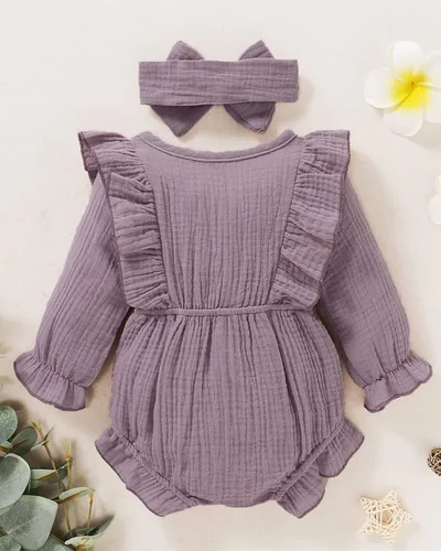 Miniatura 3 de Ropa de bebé recién nacida overol de manga con volantes trajes lindos para niñas