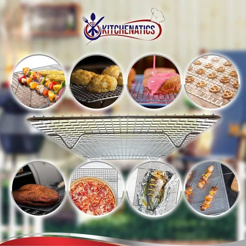 Miniatura 4 de KITCHENATICS Bandeja de Enfriamiento Pequeña de Cuarto de Hoja para Cocinar y Hornear, Parrilla de Acero Inoxidable Segura para Horno, Parrilla