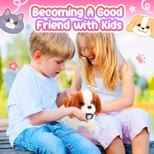 Miniatura 6 de Tagitary Juguetes de Peluche Cachorro Juguete Electrónico Perros que Caminan y Ladran, Movimiento de Cola Perro Falso Juguete Interactivo para Niños