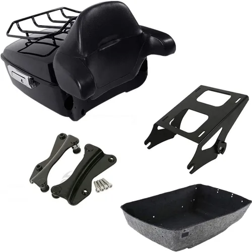 Miniatura 16 de TCMT Caja de maletero para motocicleta King con respaldo y portaequipajes, conjunto de luz trasera, para Harley Davidson 2014-2025 Touring CVO Road