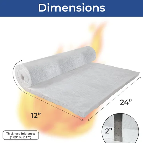 Miniatura 2 de SIMOND Store Manta aislante de fibra de cerámica – 2 x 12 x 24 pulgadas – 2400F clasificado 8# Denisty – Aislamiento ignífugo para hornos, forjas