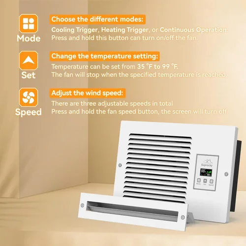 Miniatura 3 de Ventilador de transferencia de aire de habitación a habitación, ventilador de escape de pared con sistema de intercambio de aire programado