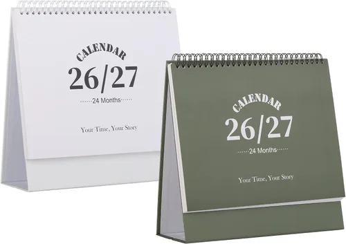 Miniatura 17 de Calendario de escritorio 2026-2027, calendario de 2 años desde enero de 2026 hasta diciembre de 2027, planificador mensual de mesa con calcomanías