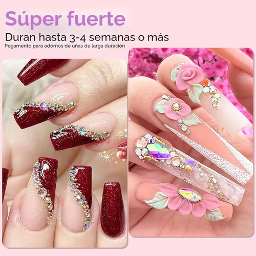 Miniatura 9 de Makartt Pegamento de diamantes de imitación para uñas: pegamento de uñas de gel súper fuerte para dijes de uñas, decoraciones de gemas, arte de uñas