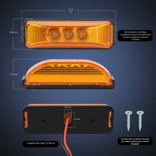 Miniatura 4 de Nilight 2 piezas de 3.9 pulgadas de luces indicadoras laterales delanteras y traseras, 3 luces LED ámbar, lámpara de clearance, sellada e Ámbar 2
