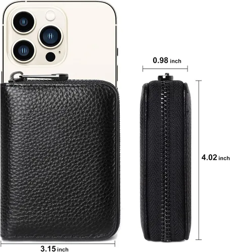 Miniatura 4 de Badiya Tarjetero de cuero genuino para mujer, con bloqueo RFID, acordeón, pequeña tarjetero