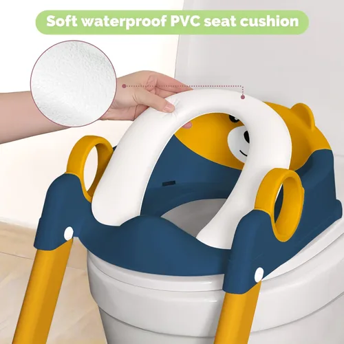 Miniatura 4 de COOSEYA Asiento de inodoro, asiento de entrenamiento de baño para niños pequeños, entrenamiento de baño 2-en-1 mejorado para niños y niñas, Azul