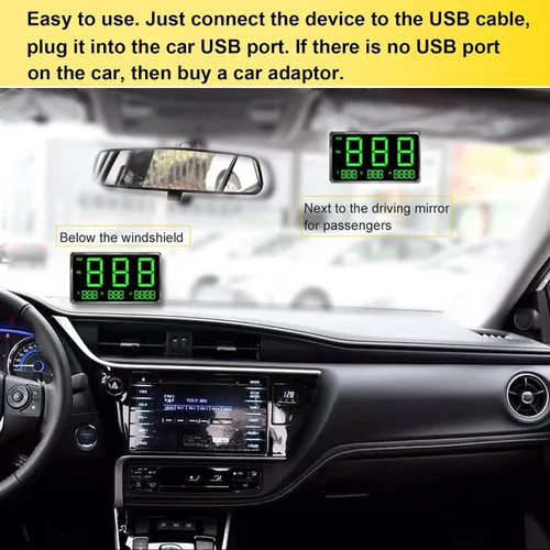 Miniatura 5 de Pantalla universal HUD GPS Head-up Velocímetro digital de velocidad de conducción, alarma de fatiga para automóviles con KM/H y MPH, pantalla grande