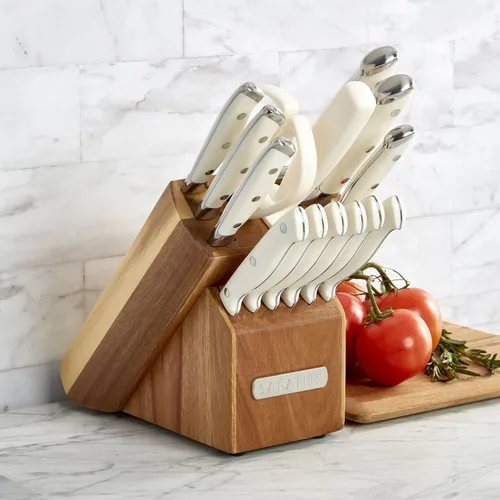 Miniatura 5 de Sabatier - Juego de 15 piezas de cuchillos forjados con triple remache, cuchillos de cocina de acero inoxidable de alto carbono, juego de cuchillos