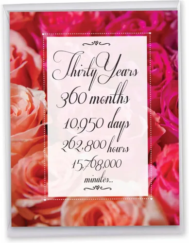 Miniatura 12 de NobleWorks - Tarjeta de felicitación de 30 aniversario con sobre de 8.5 x 11 pulgadas para hombres, mujeres - Jumbo 30 años de matrimonio - Big 30