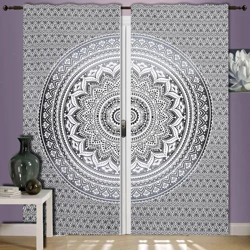 Miniatura 14 de Cortinas de ventana de mandala hippie indio, gitano, bohemio, sol, luna, hermosas cortinas para dormitorio, sala de estar, balcón, cenefa