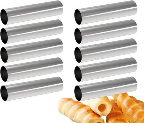 Miniatura 2 de Joyeee Juego de 16 moldes de tubos de cannoli, con tubos antiadherentes de 4.7 pulgadas, grande, bolsa de tuberías reutilizables, cepillo y puntas