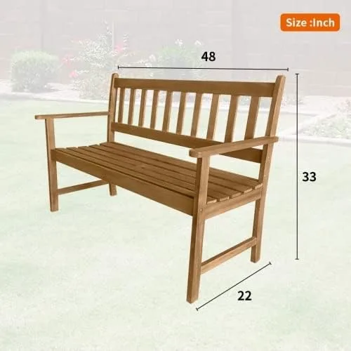 Miniatura 2 de Bancos de parque para exteriores, banco de jardín para 3 personas, silla rústica para dos personas, muebles de porche, bancos conmemorativos hechos