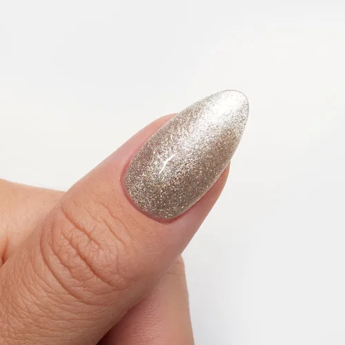 Miniatura 3 de Uñas postizas a presión de color almendra mediana, color dorado champán, brillante, kit de puntas de uñas postizas con mini lima de uñas, ajuste