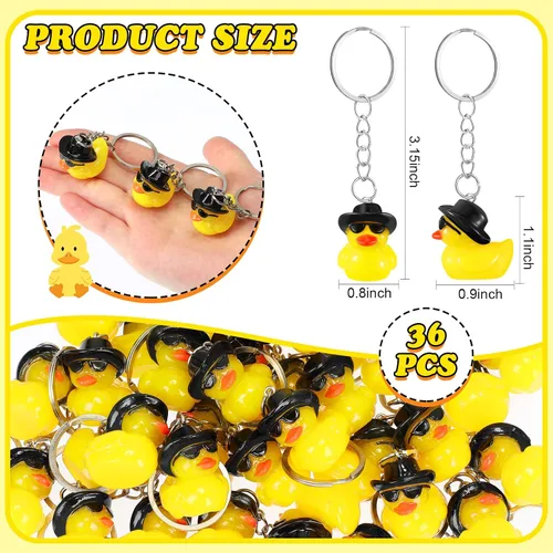 Miniatura 3 de Siifert 36 llaveros de pato a granel, vaquera, pato, recuerdos de fiesta, llavero de resina con sombrero de vaquero, lentes de sol, colgantes