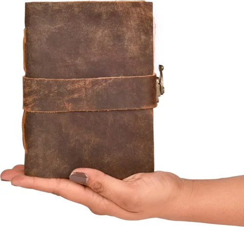 Miniatura 6 de LEATHER VILLAGE - Diario encuadernado en cuero vintage para mujeres y hombres - Libro de sombras - Cierre con llave - 200 páginas de papel artesanal