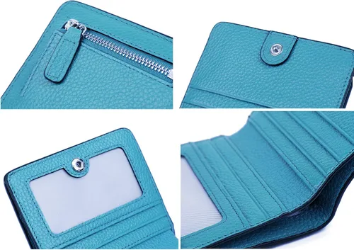 Miniatura 7 de BIG SALE-AINIMOER billetera de bolsillo pequeña con cremallera, plegable, compacta de cuero con bloqueo por identificación por radiofrecuencia