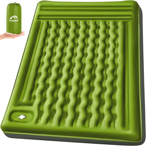 Miniatura 10 de FNARMW Almohadilla de Dormir Doble para Acampar, Autoinflable de 6 pulgadas Extra-Gruesa para 2 Personas con Almohada Incorporada, Bomba de Pie