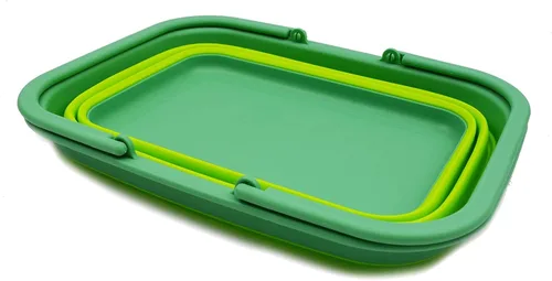 SAMMART Tina de plástico plegable con asa de 9.2 L (2.3 galones) – Cesta de picnic portátil al aire libre – Lavabo plegable para lavar platos, Verde