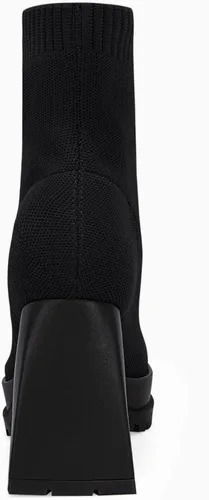 Miniatura 6 de Botines de plataforma para mujer, con punta cuadrada, tacón grueso, de bloque elástico, de punto sin cordones
