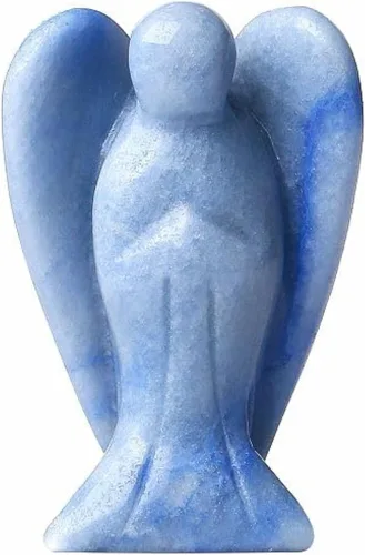 Miniatura 13 de YATOJUZI Estatua de ángel de obsidiana negra de 5 cm decorativa con cristales curativos de Reiki, piedra natural pulida tallada a mano, figuritas